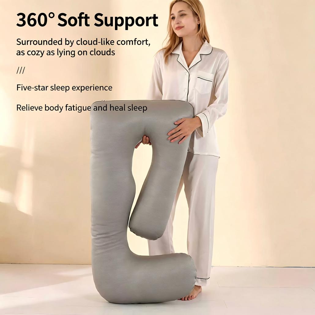 J-Shaped Cooling Maternity Pillow Ice Silk Full Body Support